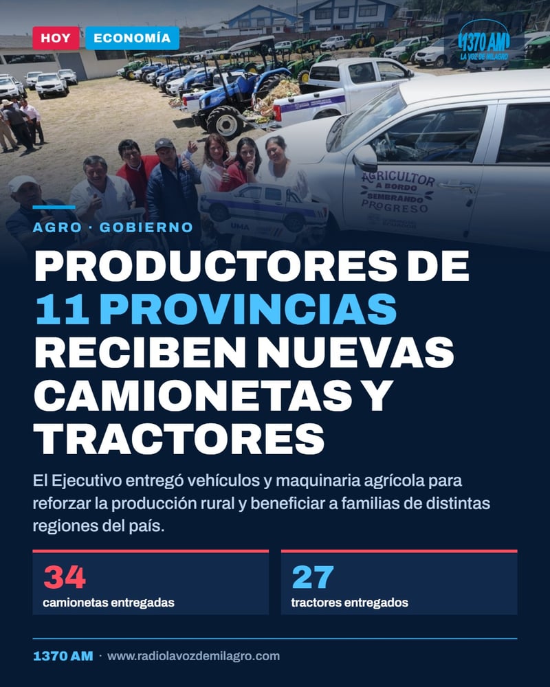 Gobierno entrega camionetas y tractores a productores agropecuarios de 11 provincias