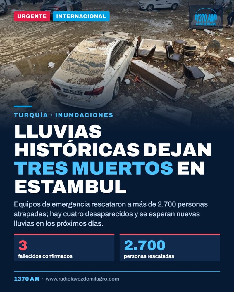 Estambul bajo el agua: lluvias históricas dejan tres fallecidos