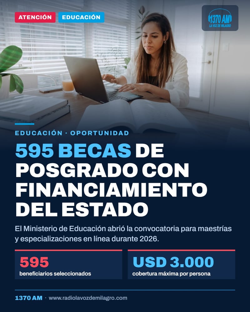Ecuador ofrece 595 becas de hasta USD 3.000 para estudios de posgrado