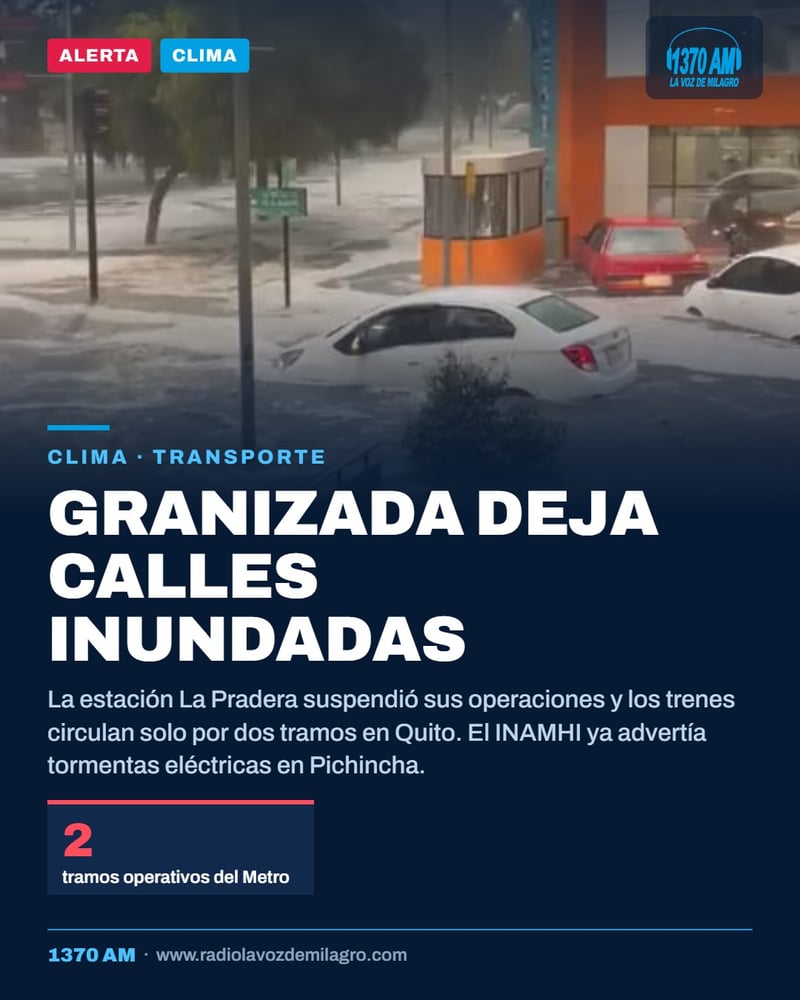 Fuerte lluvia y granizo provocan inundaciones en Quito
