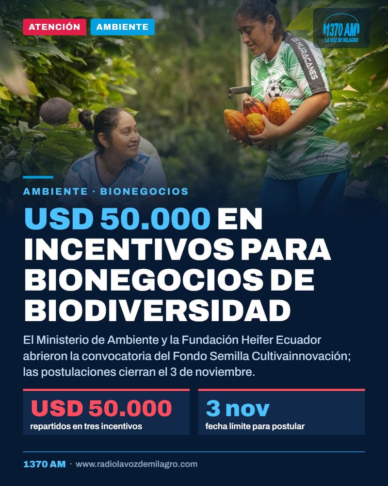 CONVOCATORIA A FONDO SEMILLA CULTIVAINNOVACIÓN 2026 ENTREGARÁ USD 50.000 A BIONEGOCIOS