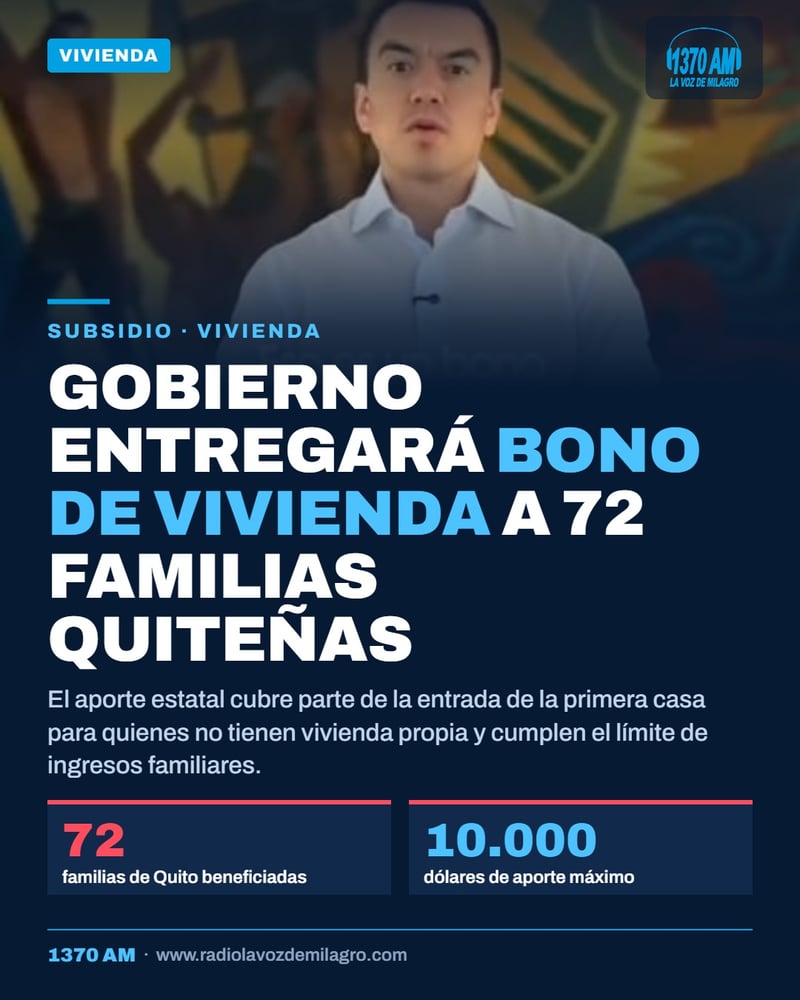 72 familias de Quito recibirán el bono habitacional “Yapa Pa Tu Casa”